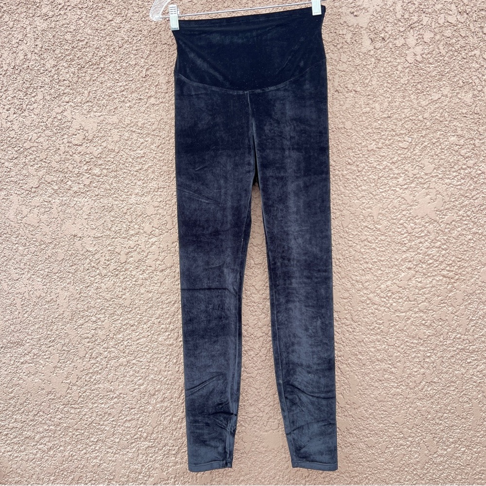 Yummie by Heather Thompson Womens M High‎ Rise Leggings Black Velvet Pullover